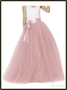 Women's Long Tulle Tutu Skirt 5 Layer High Waist Full Party Evening Dance